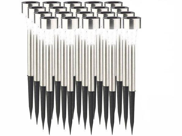 20 mini-bornes solaires à LED avec capteur de luminosité