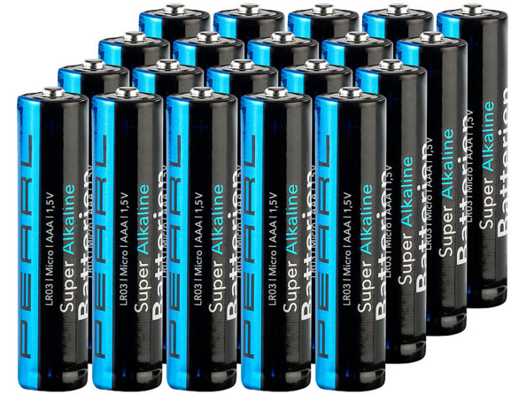 20 piles super alcalines AAA Pearl.Lot économique de 20 piles