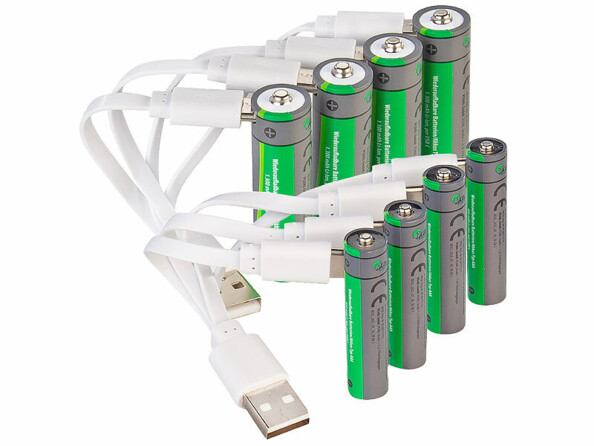 8 accus AA et AAA rechargeable par USB