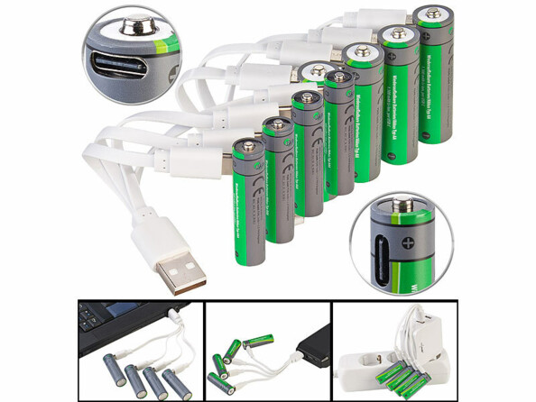 8 accus AA et AAA recharge USB