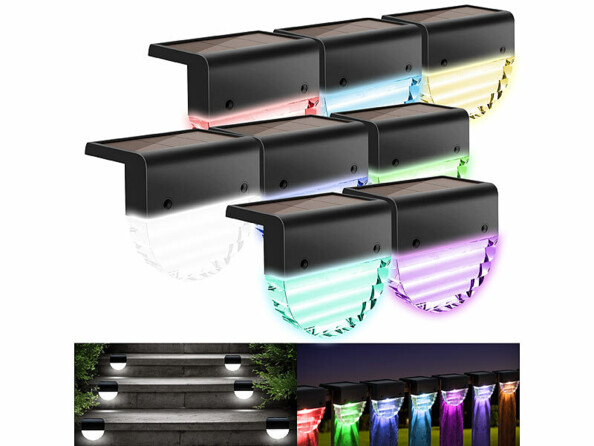 8 lampes solaires d'extérieur à LED RVBB Lunartec