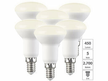 6 réflecteurs LED E14 R50 5 W / 450 lm / 2700 K de la marque Luminea