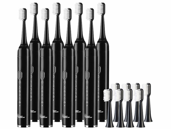 Pack de 8 brosses à dents soniques USB SZB-300 avec 5 modes et étui de transport de la marque Newgen Medicals
