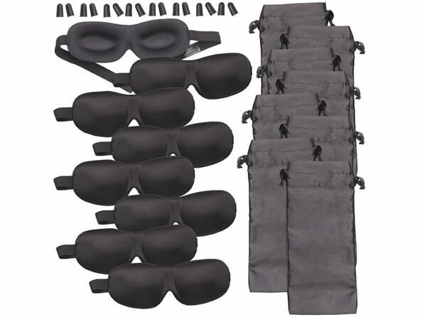 8 kits sommeil avec masques occultant, bouchons d'oreilles et sacs de rangement de la marque Pearl