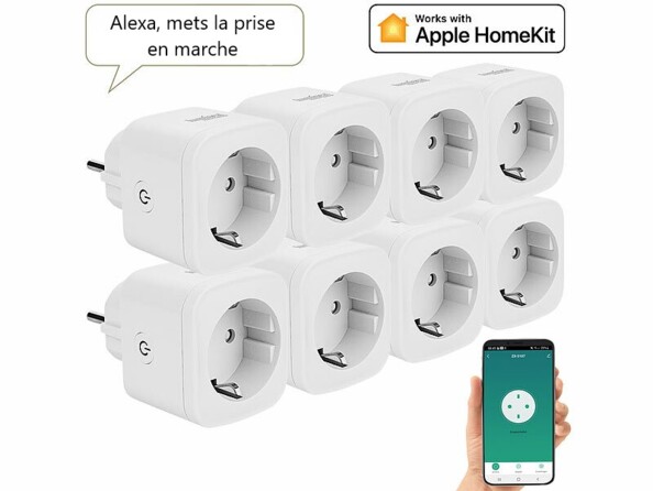 Pack de 8 prises connectées certifiées Apple HomeKit et commandes vocales SF-510 de la marque Luminea Home Control