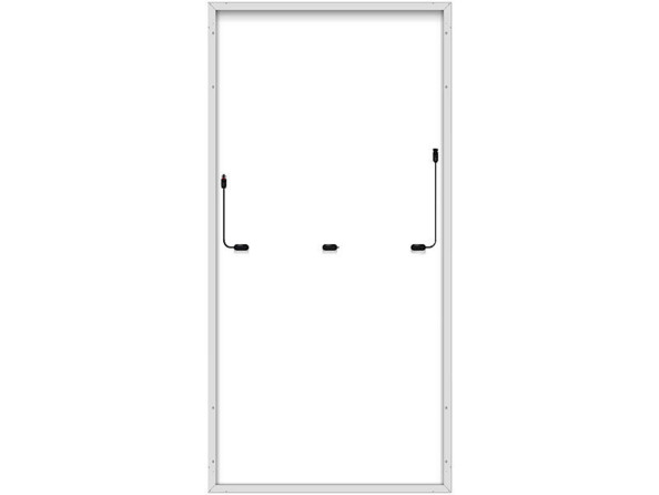 Arrière du panneau solaire Full Screen 550 W Revolt avec deux câbles de raccordement intégrés pour branchement à une installation solaire