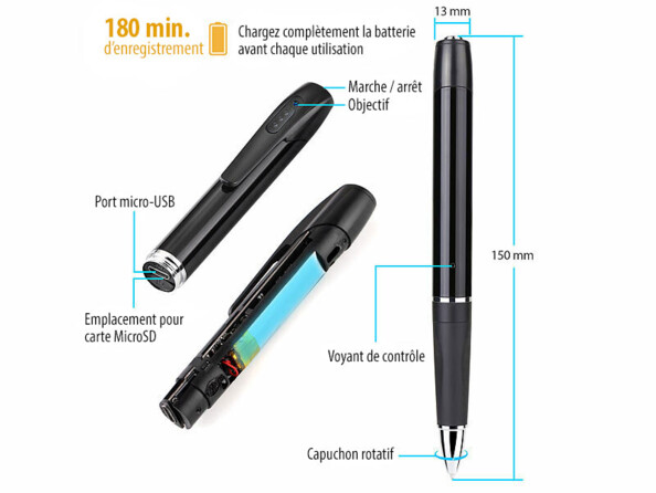 Caméra dissimulée stylo Full HD DV-740K