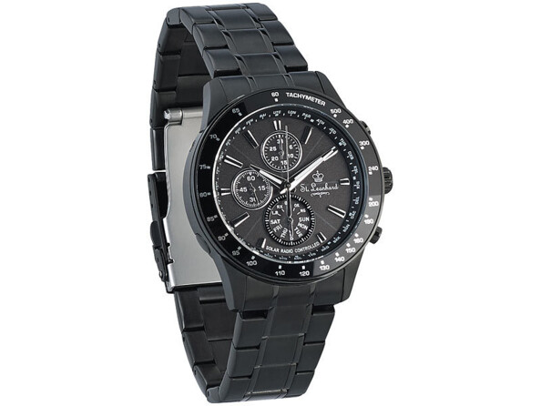 Montre radio-pilotée solaire pour homme coloris noir