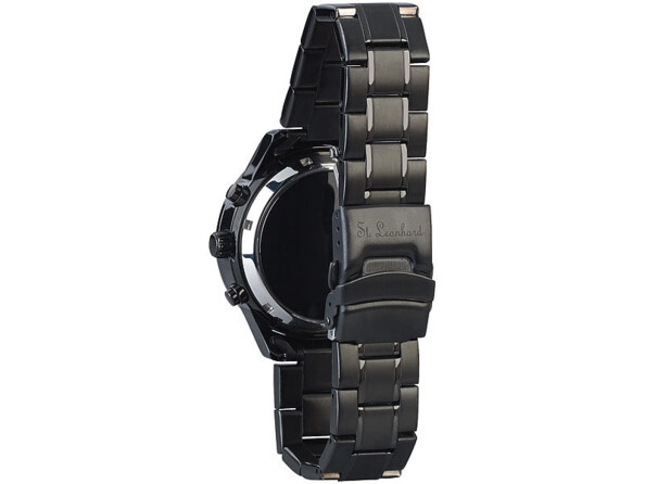 montre bracelet acier noir rechargement solaire