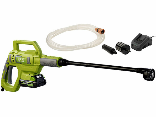 Nettoyeur haute pression sans fil AHR-150 de la marque AGT avec tuyau, adaptateurs et chargeur de batterie