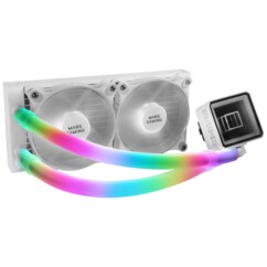 Gaines ARGB pour watercooling Mars Gaming MCA-WT, vue face avec tubes LED arc-en-ciel