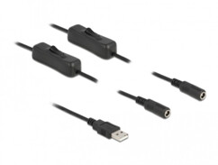 Câble USB Type-A mâle à 2 DC 5,5 x 2,1 mm femelle avec interrupteur