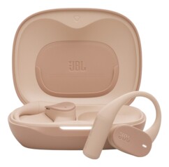 Écouteurs sans fil open-ear JBL Sense Lite beige avec crochets d’oreille