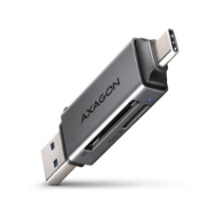 Mini lecteur de cartes SD et microSD AXAGON CRE-DAC USB-C et USB-A