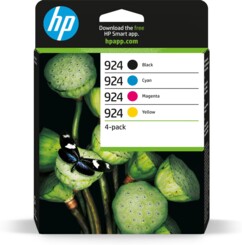 Pack de 4 cartouches d’encre HP 924 noir, cyan, magenta et jaune