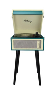 Platine vinyle rétro bluetooth Cottage Bleu Canard avec 4 pieds amovibles