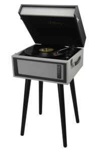 Platine vinyle rétro bluetooth Cottage gris clair avec 4 pieds amovible