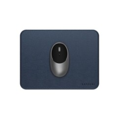 Tapis de souris Premium en tissu synthétique aspect cuir coloris bleu de la marque Satechi