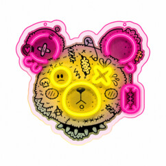 Néon LED mural Pop Art Ours Punk rose et jaune avec variateur
