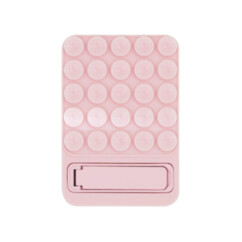 Support à ventouses en silicone avec pied intégré pour smartphone - Rose