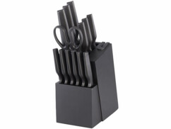 12 couteaux de cuisine et ciseaux avec bloc et aiguiseur