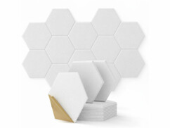 12 panneaux acoustiques autocollants hexagonaux 30 x 26 cm - blanc