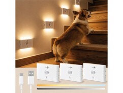 3 veilleuses rechargeables 75 lm avec détecteur de mouvement et de luminosité