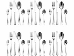 30 couverts de table pour 6 personnes en acier inoxydable brillant