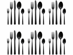 30 couverts de table pour 6 personnes en acier inoxydable noir mat
