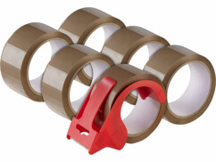 Dévidoir de ruban adhésif compact avec 6 rouleaux marrons