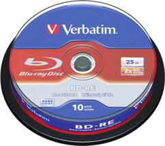 10 Blu Ray SL Réinscriptibles - 25 Go spindle Verbatim