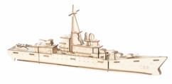 Maquette en bois d'un destroyer assemblée vue de profil Playtastic