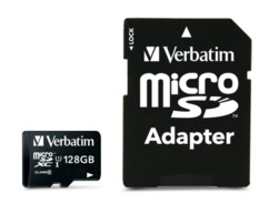 Carte micro SDXC avec adaptateur SD Verbatim - 128 Go