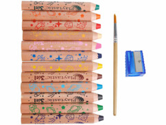 12 crayons de couleur aquarelle avec taille-crayon et pinceau