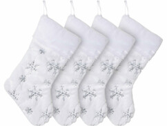 4 chaussettes de Noël à suspendre - étoiles argentées