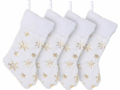 4 chaussettes de Noël à suspendre - flocons doré