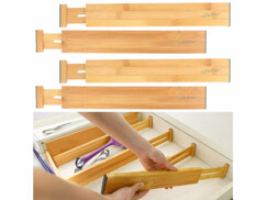 4 cloisons de tiroirs en bambou extensibles 38,1 à 45 cm