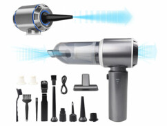 Aspirateur-souffleur à main rechargeable 25 kPa BHS-745.ak avec accessoires, vue avec air expulsé