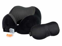 Coussin cervical à mémoire de forme avec masque de sommeil et bouchons d’oreille