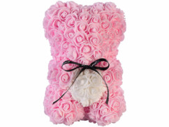 Ourson en roses artificielles avec boîte cadeau 