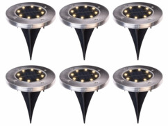 6 lampes solaires de sol LED blanc chaud
