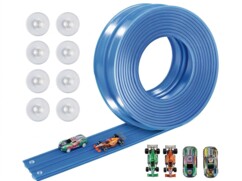 Circuit de course flexible 5 m avec ventouses 2 pistes et 4 voitures