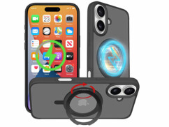 Coque antichoc pour iPhone 16 compatible MagSafe avec support 360°