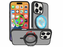 Coque antichoc pour iPhone 16 Pro compatible MagSafe avec support 360°