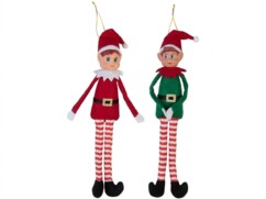 Couple de lutins de Noël 35 cm