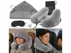 Coussin cervical gonflable avec capuche masque et bouchons