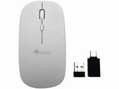 Souris sans fil rechargeable avec fonction bluetooth 5.2 et RF - coloris blanc