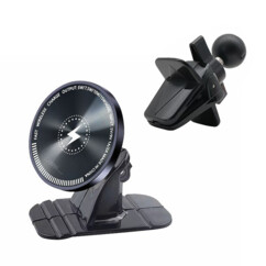 Support smartphone magnétique pour grille et tableau de bord avec chargeur 15W compatible Qi et MagSafe