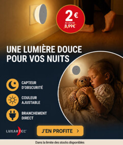 Veilleuse secteur ronde LED CCT avec capteur d'obscurité