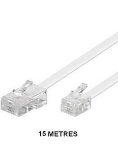 Câble téléphonique RJ11 / RJ45 Blanc - 15m